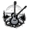 physical therapy, guitar, nature scene tattoo design idea
