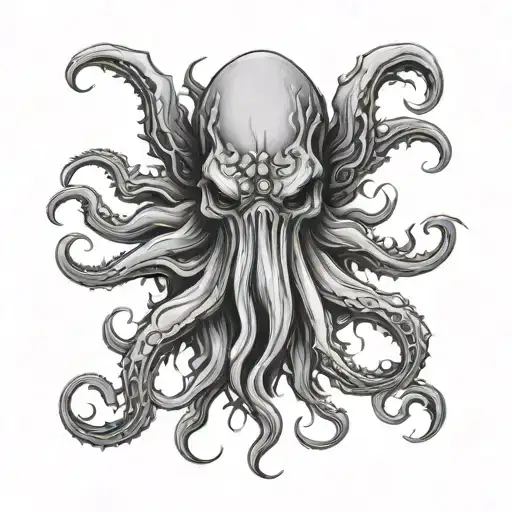 cthulhu black and grey tattoo design idea