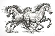 horse running tattoo design idea