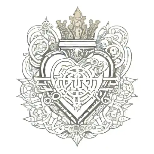 steampunk sacred heart tattoo design idea