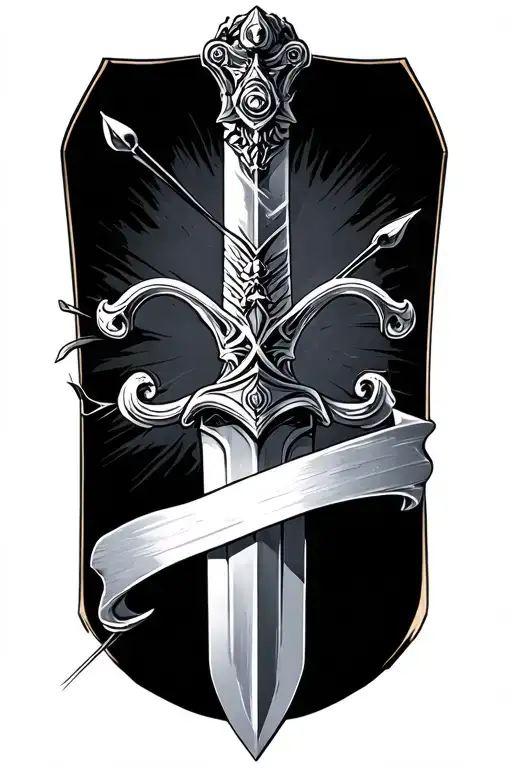 sword piercing tattoo design idea