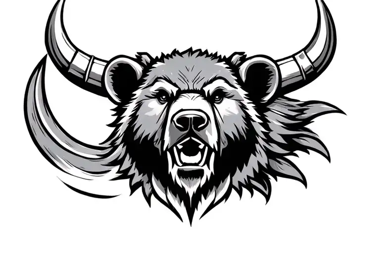 Viking Bear Head Wearing A Virtual tattoo design idea