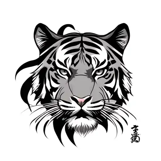 Tiger face and samurai mask tattoo design idea
