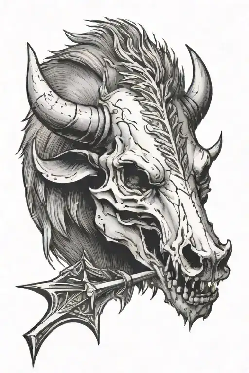 boar skull with an arrow going through it tattoo design idea