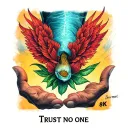 trust no one hand tattoo design idea