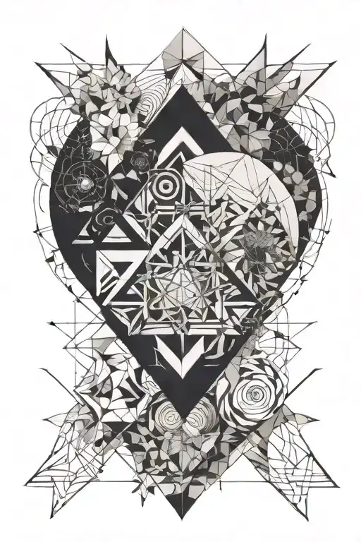 creation of the real half geometric tattoo design idea