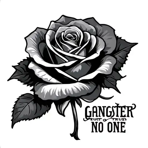 Gangster Trust No One rose tattoo design idea