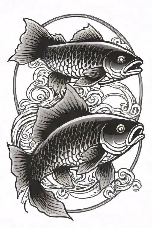 Carpe diem, Japanese carps swimming in circle tattoo design idea