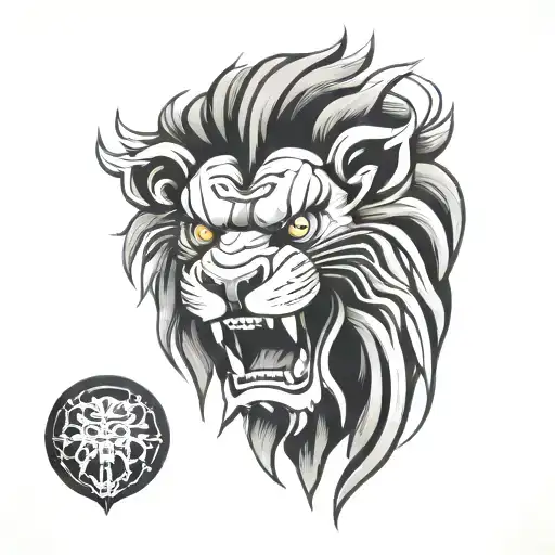 japanese lion head tattoo design idea