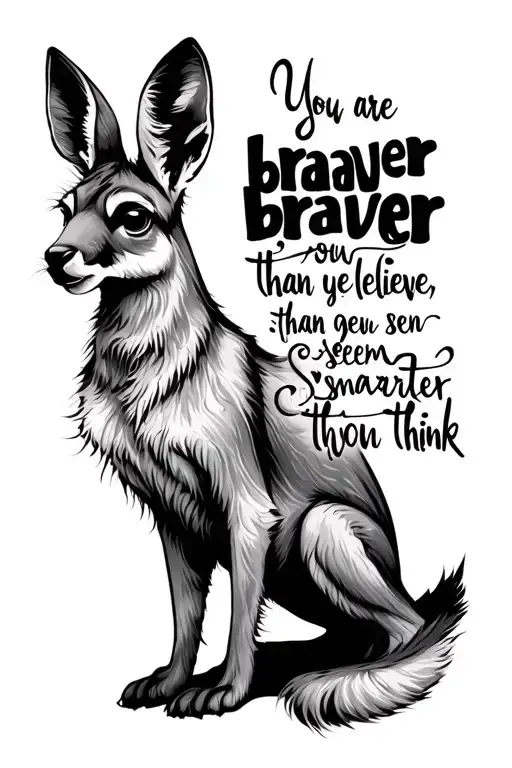 “you are braver than you believe, stronger than you seem and smarter than you think” with the outline of Roo tattoo design idea