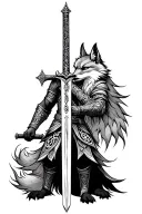 Fox Celtic warrior wielding a sword tattoo design idea