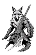 Fox Celtic warrior wielding a sword tattoo design idea