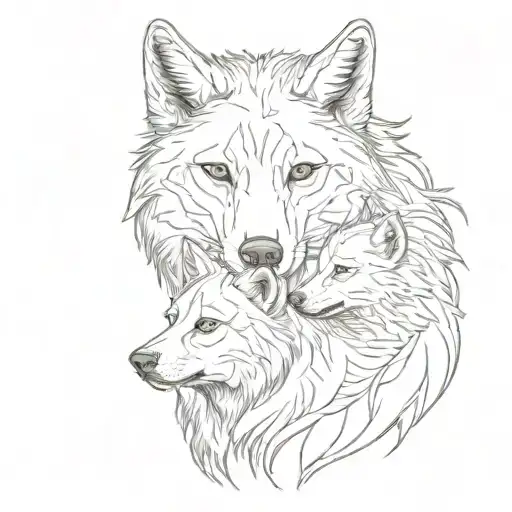 she-wolf with a wolf cub tattoo design idea