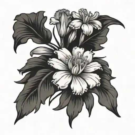 carnation and snowdrop flower tattoo design idea
