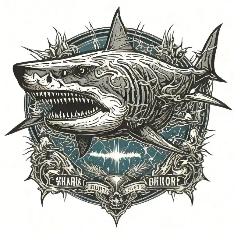 shark with lazer beams shining tattoo design idea