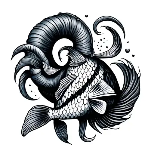 tiny line drawing Aries Leo Pisces fish tattoo design idea
