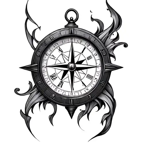 Compass Clock tattoo design idea