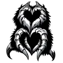 bear claw with heart intertwined tattoo design idea