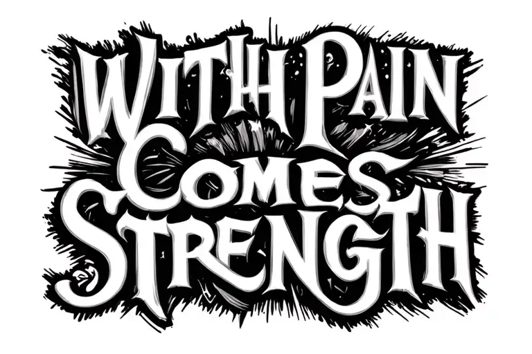 "With Pain Comes Strength" "With Pain Comes Strength" Line art tattoo design idea