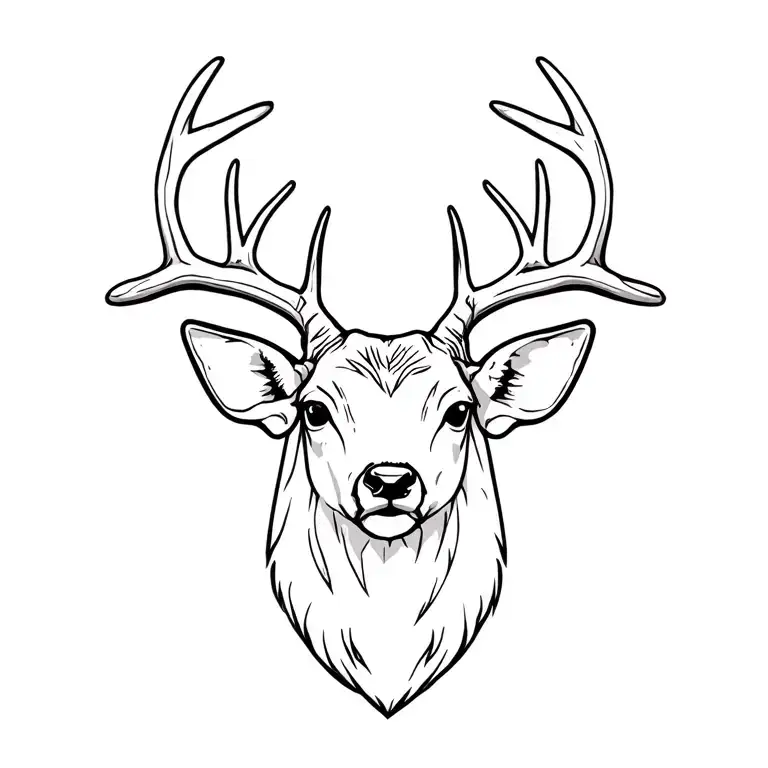 left half buck right half doe face and chest  only buck side has antler tattoo tattoo design idea