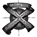 Jerusalem cross with "Deus Vult" in a scroll above it and "qui doces manus meas in proelium" in a scroll below it tattoo design idea