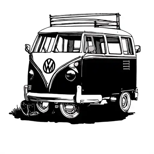 combi vw 1966 campervan black vw breizh classic tattoo design idea
