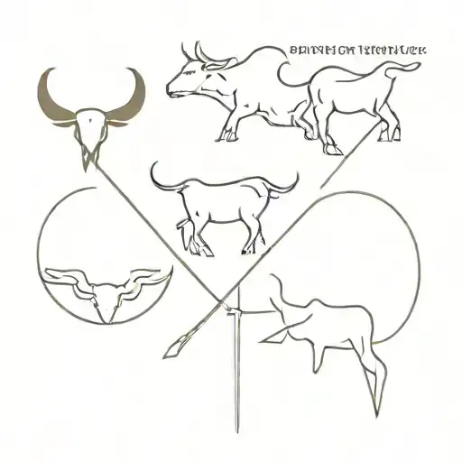 M and E and Taurus and Sagitarius tattoo design idea