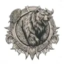 viking shield and bear  tattoo design idea
