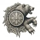 viking shield and bear  tattoo design idea