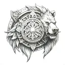 viking shield and bear  tattoo design idea
