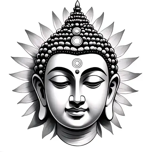 seven chakras and buddha face tattoo design idea