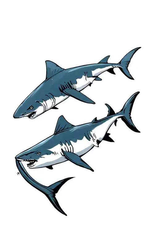 small sharks side by side and don't make them look too much like sharks tattoo design idea