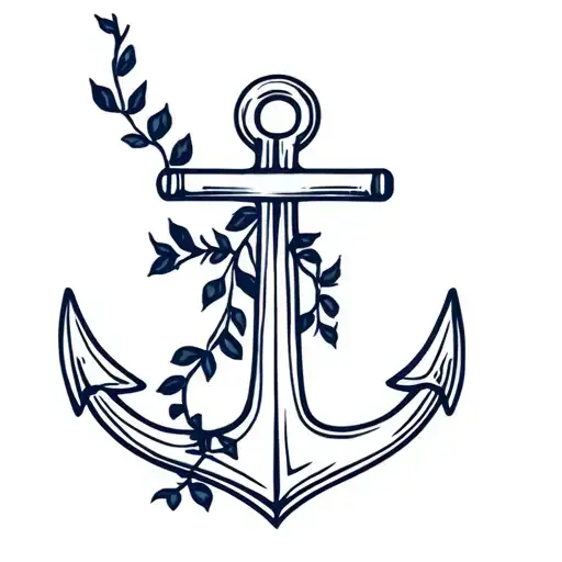 navy anchor with ivy vines tattoo design idea