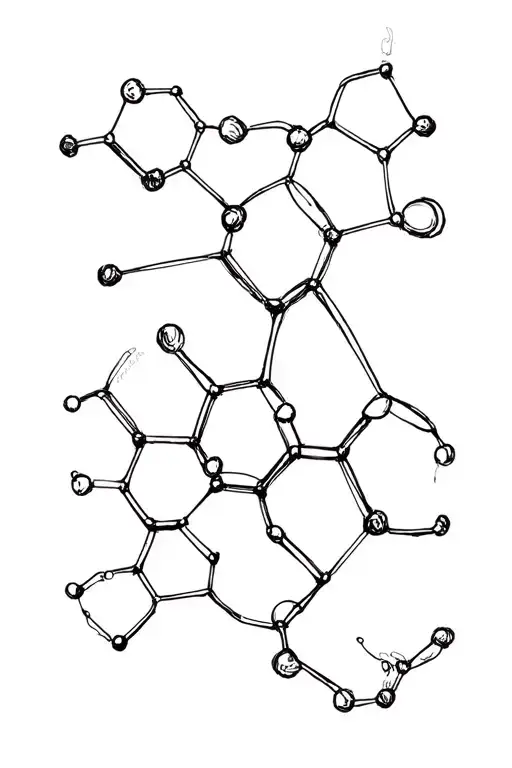 Caffeine Molecule + suminagashi symmetrical shape tattoo design idea