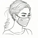 introvert short hair girl with beautiful wearing a black mask and her name "Tennie"  and my soul resides in her tattoo design idea