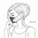 introvert short hair girl with beautiful wearing a black mask and her name "Tennie"  and my soul resides in her tattoo design idea
