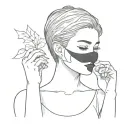 introvert short hair girl with beautiful wearing a black mask and her name "Tennie"  and my soul resides in her tattoo design idea