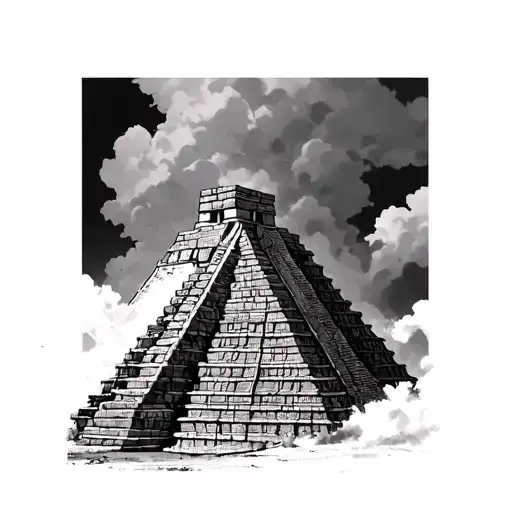 Mayan pyramids tattoo design idea