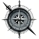 compass with eastern tattoo design idea