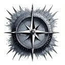 compass with eastern tattoo design idea