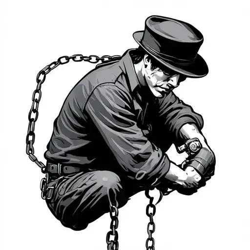 struggle, mechanic, sailor, chain, shame, sadness tattoo design idea