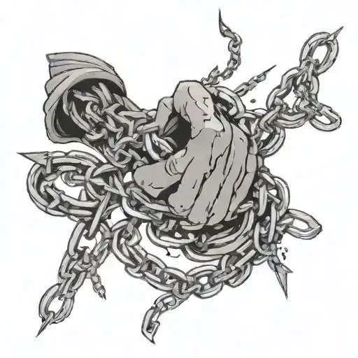 chains wrapped around my arm breaking free tattoo design idea