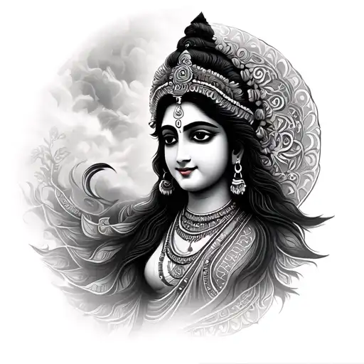 krishna and gayatri mantra written tattoo design idea