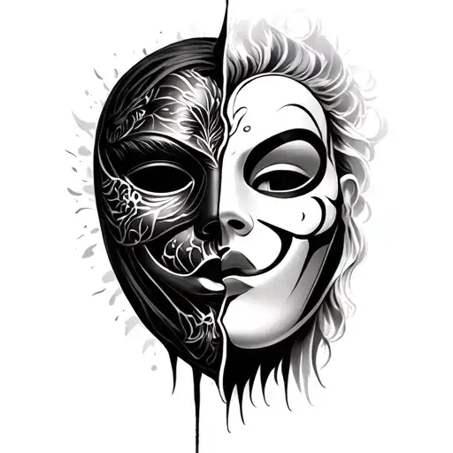 Mask, two -faced tattoo design idea