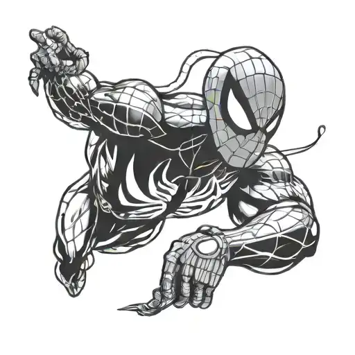face of spiderman and venom marvel tattoo design idea