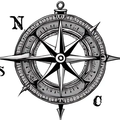 compass anchor connected tattoo design idea