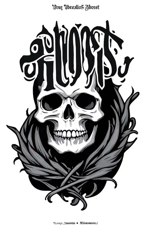 "Ghost " blessing skull tattoo design idea