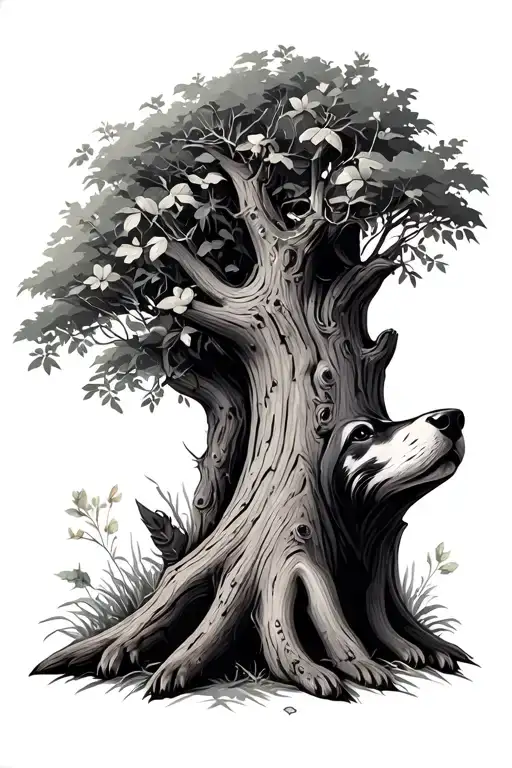pet memorial tree trunk symbolizing tattoo design idea