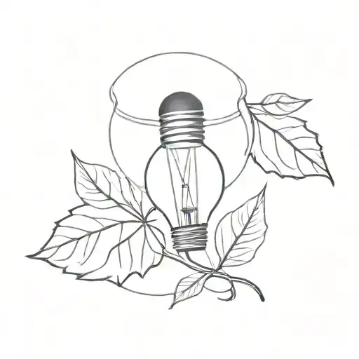 lightbulb and leaf  tattoo design idea