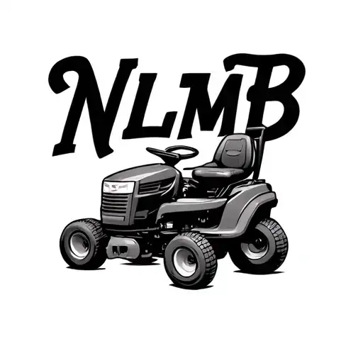 lawn mower with "NLMB in script text in the background" tattoo design idea